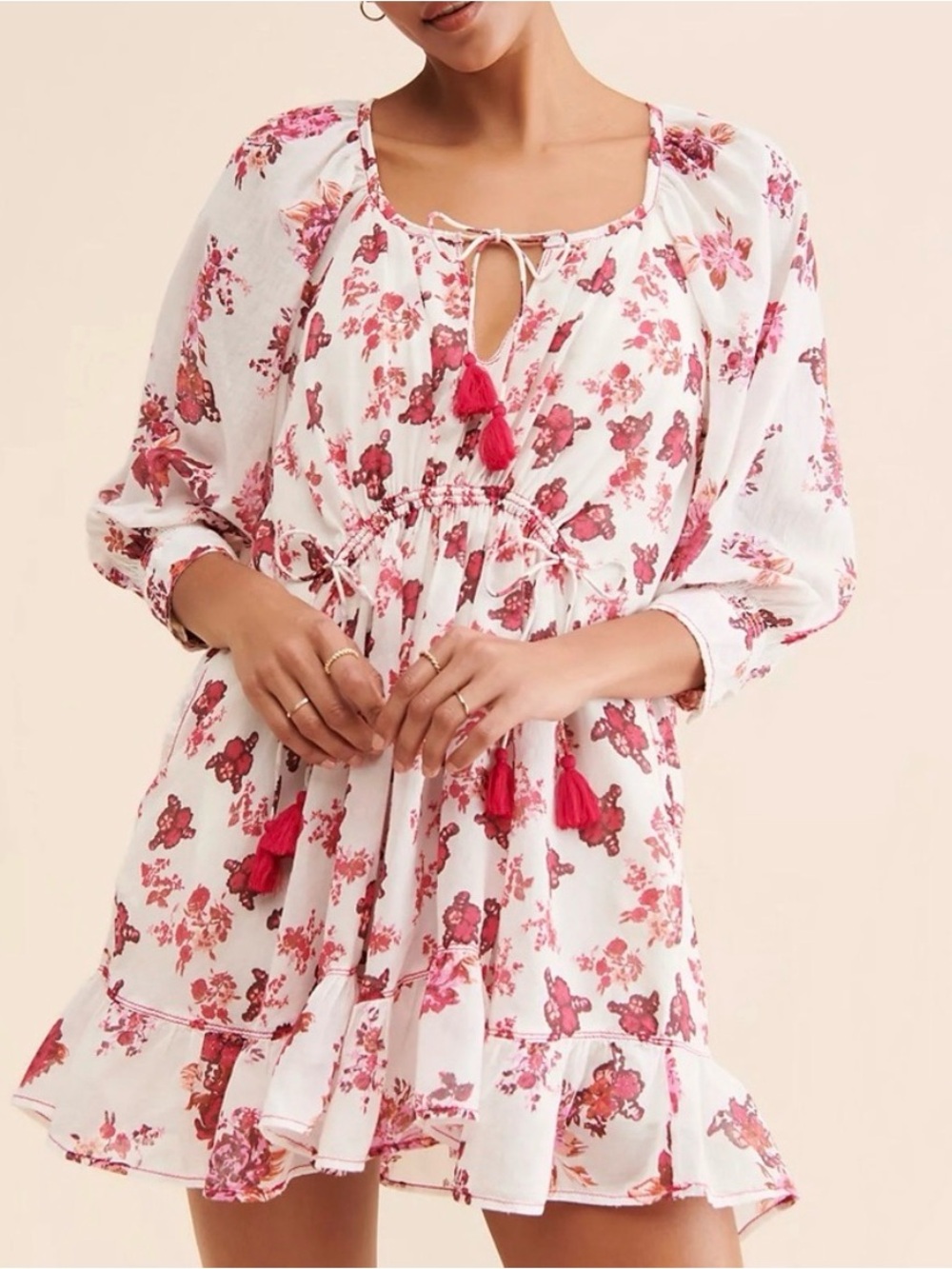 Free People Camella Floral Mini Dress Boho Cottagecore Pockets Small